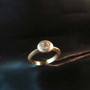 Engagement ring. 14 Karat yellow gold ring with White Sapphire. Promise ring.
